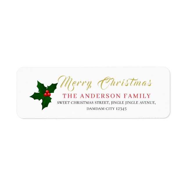 Christmas Floral Elegant Simple Return Address (Front)