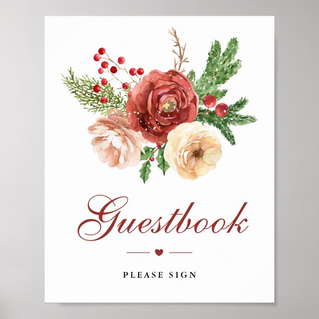 Christmas Floral Foliage Wedding Guestbook Sign (Creator Uploaded)