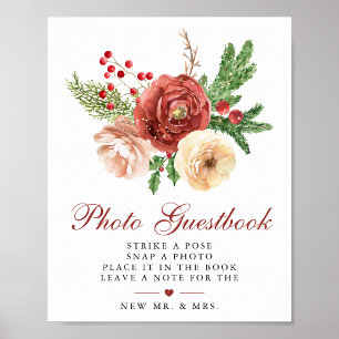 Christmas Floral Foliage Wedding Photo Guestbook
