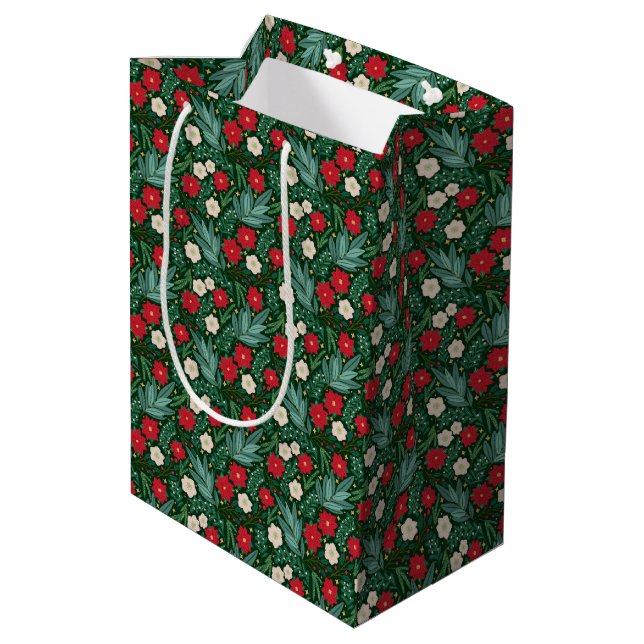 Christmas Floral Gift Bag (Back Angled)
