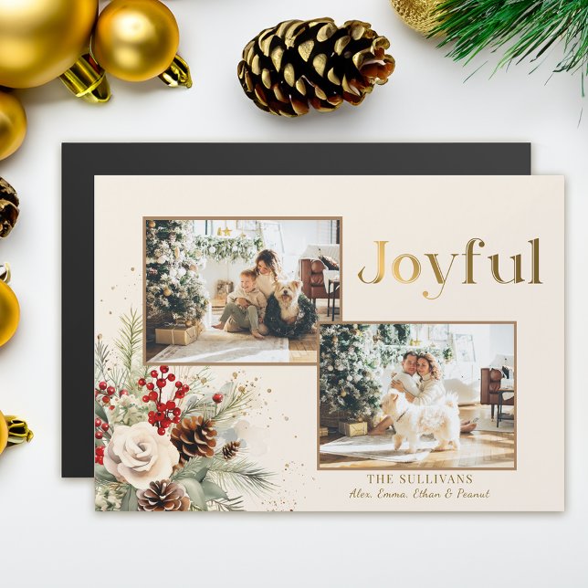 Christmas Floral Gold Joyful Text 2-Photo  (Creator Uploaded)