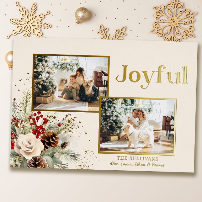 Christmas Floral Gold Joyful Text 2-Photo  (Creator Uploaded)