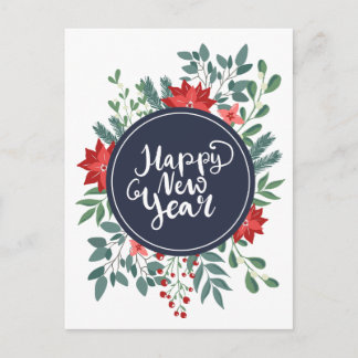 Christmas Floral | Happy New Year Holiday Postcard