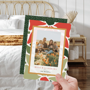 Christmas Floral Hawaiian Quilt Holiday Photo Card