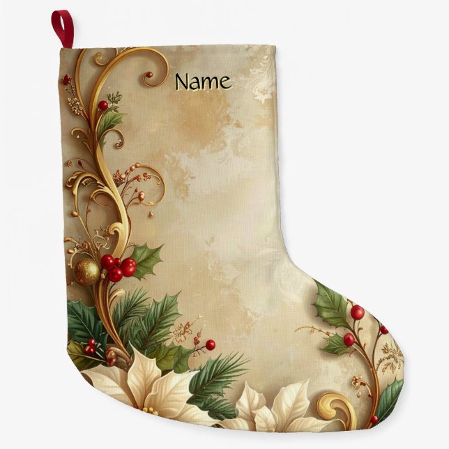 Christmas Floral Holiday Stocking (Front)
