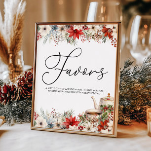 Christmas Floral Holiday Tea Party Favours Poster