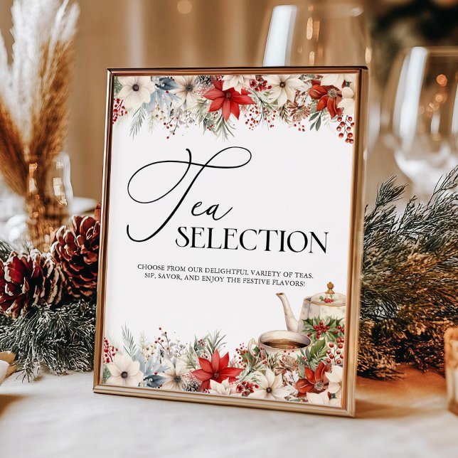 Christmas Floral Holiday Tea Party Tea Selection Poster (Creator Uploaded)