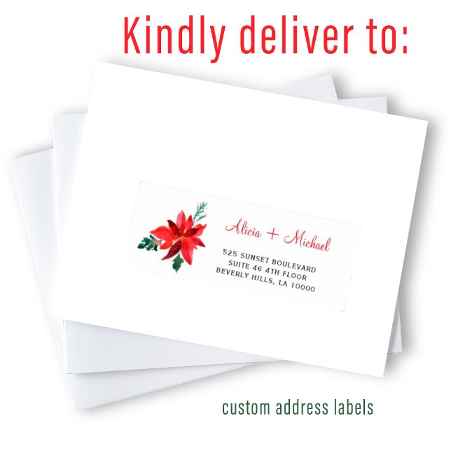 Christmas floral individual guest address labels (Creator Uploaded)