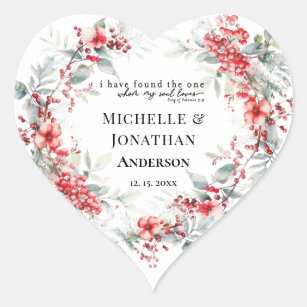 Christmas Floral Inspirational Bible Wedding Heart Heart Sticker