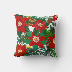 Christmas Floral Leaf Art Cushion