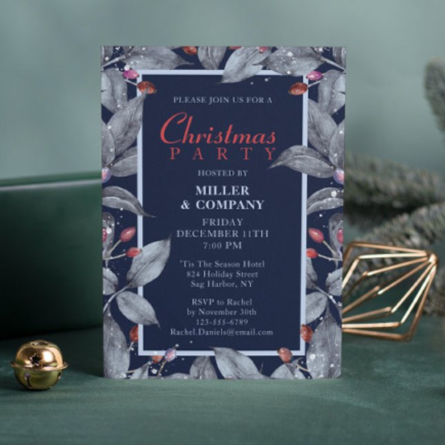 Christmas Floral Modern Corporate Christmas Party Invitation (Creator Uploaded)