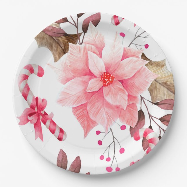 Christmas Floral Paper Plate (Front)