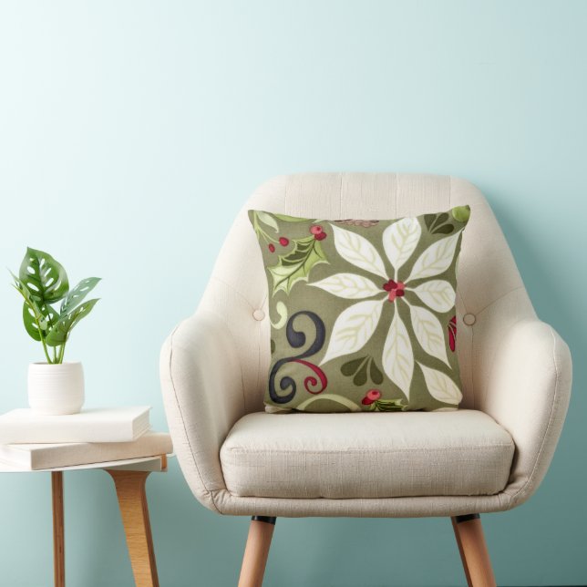 Christmas Floral Pattern Cushion (Chair)