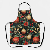 Christmas Floral Pattern with Ornaments Decor
