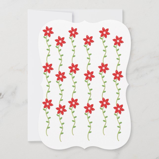 Christmas Floral Poinsettia Flat Greeting Card (Front)