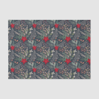 Christmas Floral Poinsettia Winter Heather Tissue Paper
