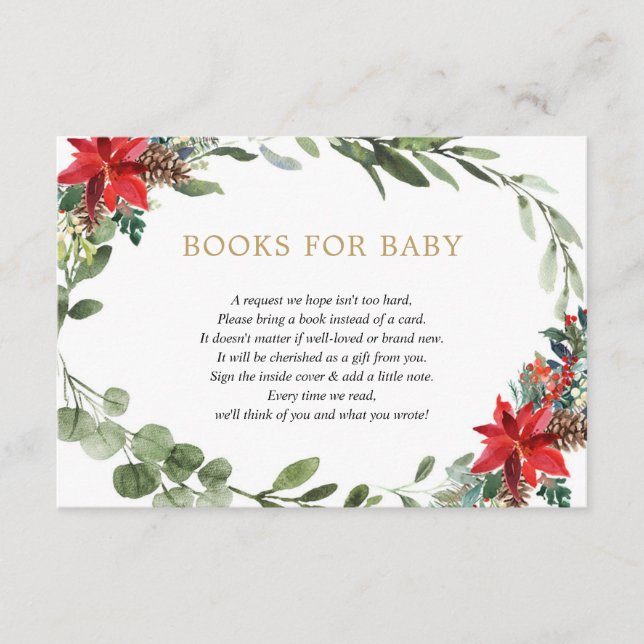 Christmas floral red green gold books for baby enc enclosure card (Front)