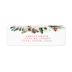 Christmas Floral Return Address Labels