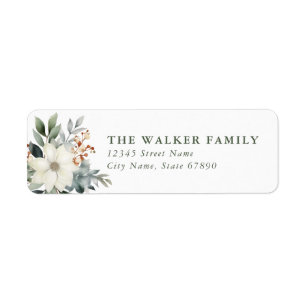 Christmas Floral Return Address Labels