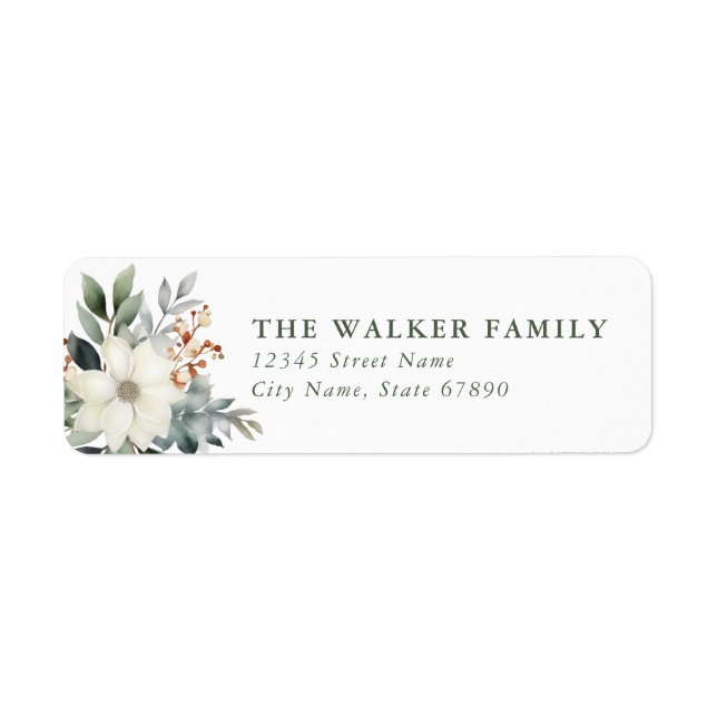 Christmas Floral Return Address Labels (Front)
