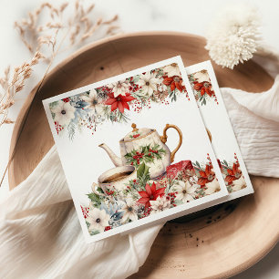 Christmas Floral Tea Holiday Party Napkin