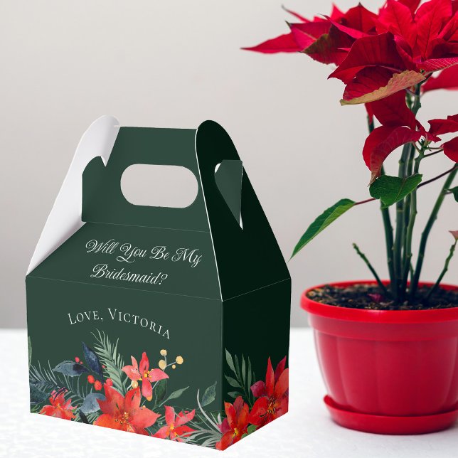 Christmas Floral Wedding Will You Be My Bridesmaid Favour Box (Creator Uploaded)