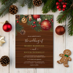 Christmas Floral Winter Celebration Wedding Invitation