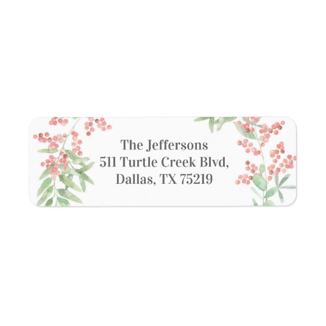 Christmas floral wreath return label sticker (Front)