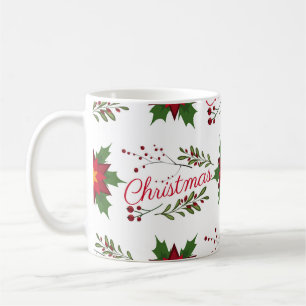 Christmas floral wreath winter pattern floret holi coffee mug
