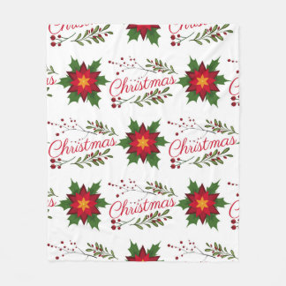 Christmas floral wreath winter pattern floret holi fleece blanket