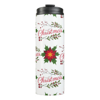 Christmas floral wreath winter pattern floret holi thermal tumbler