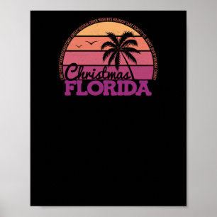 Christmas Florida Retro Sunset Local Pride Logo St Poster
