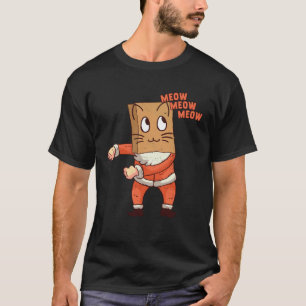 Christmas Floss Dance Santa Cat Kitten Meow Vint T-Shirt
