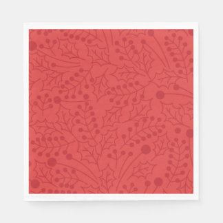 Christmas Flourish Christmas Art Holly Leaf Print  Napkin