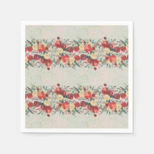 Christmas Flower Border and Stars on blue  Napkin