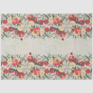 Christmas Flower Border and Stars on blue Tissue Paper