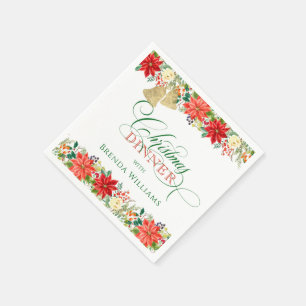 Christmas flower border and typography napkin