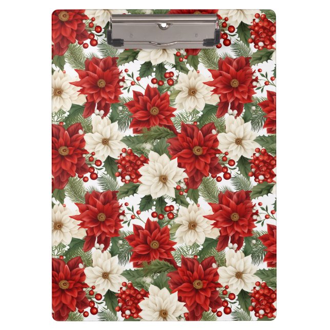 Christmas Flower Seamless Pattern Clipboard (Front)