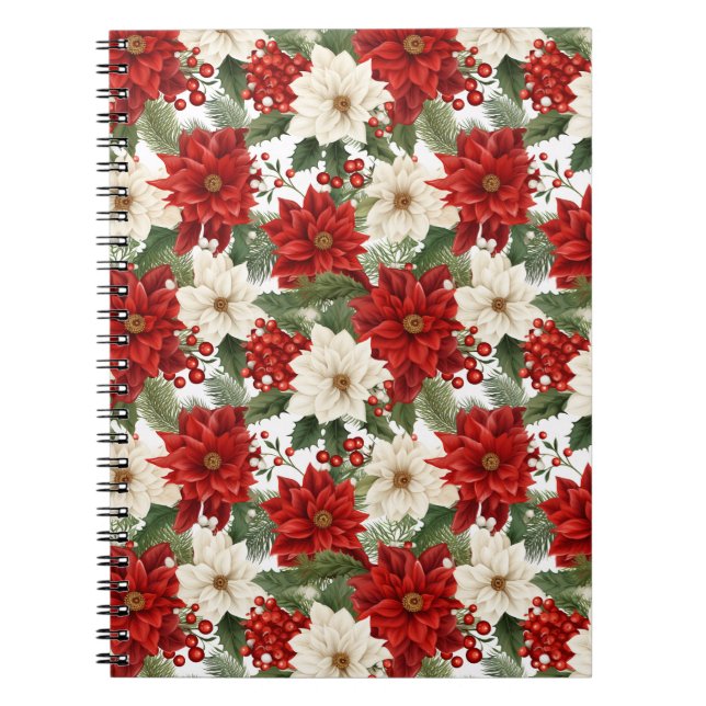 Christmas Flower Seamless Pattern Notebook (Front)