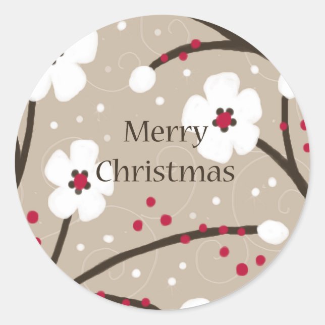 Christmas Flowers and Berries Sticker (Front)
