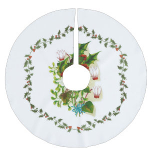 Christmas Flowers Brushed Polyester Tree Skirt