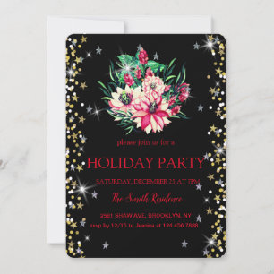 Christmas Flowers Diamonds cute Invitation