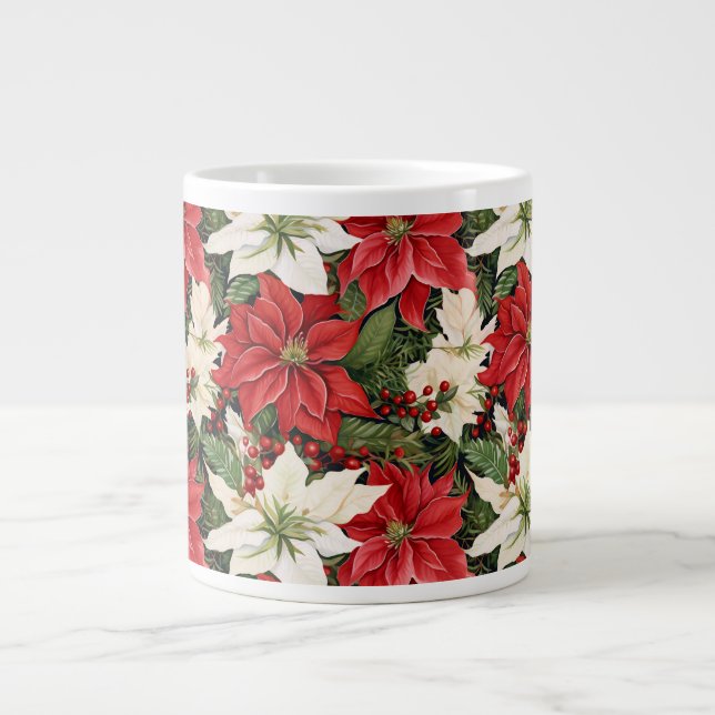 Christmas Flowers Large Coffee Mug (Front)