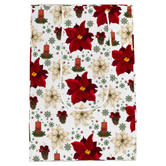 Christmas flowers medium gift bag