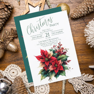 Christmas Flowers Party Invitation Card