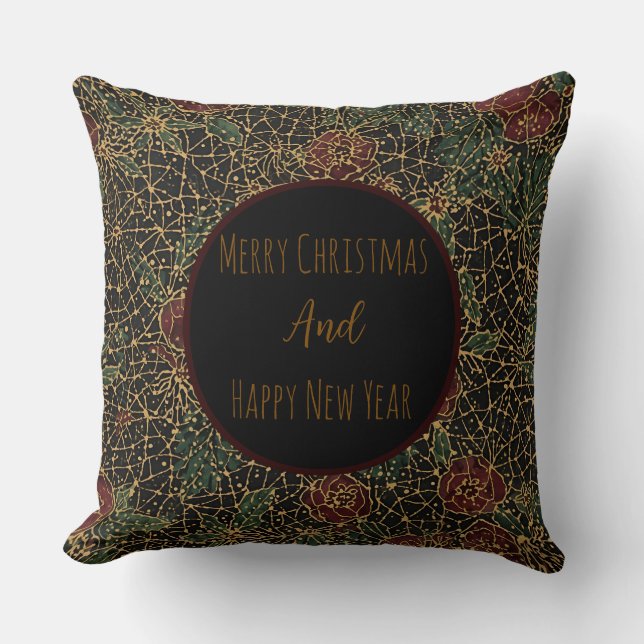 Christmas Flowers Pattern, New Year Celebrate, Cushion (Front)