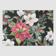 Christmas Flowers Red White Poinsettias Black