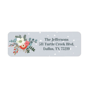 Christmas flowers return label sticker