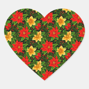 Christmas Flowers Seamless Pattern-69956  Heart Sticker