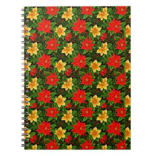 Christmas Flowers Seamless Pattern  Notebook